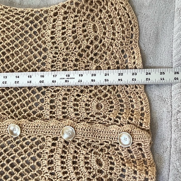 Jones New York Open Knit Cardigan Sweater Button Front Tan Neutral L/XL Boho - Picture 13 of 13